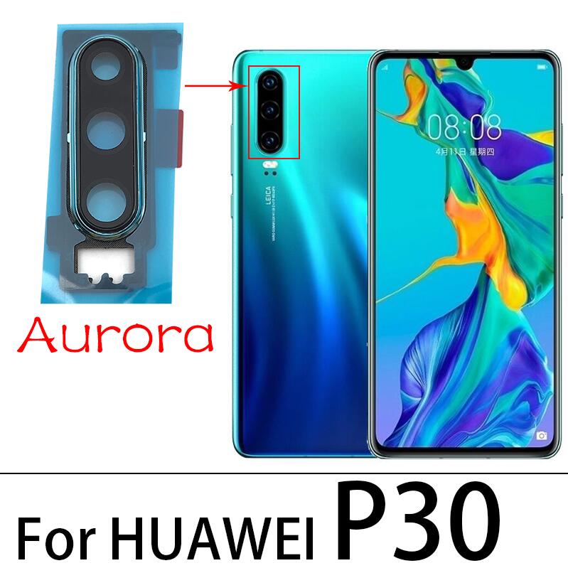 Penutup Lensa Kaca Kamera Belakang Ponsel dengan Dudukan Bingkai Bagian  Pengganti untuk Huawei P30 P30 Pro P30 Lite