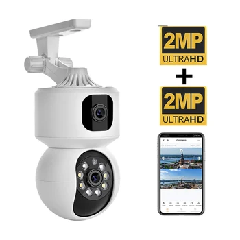 4MP Dual Lens Indoor CCTV Smart Camera Human Detection WIFI Wireless PTZ Bullet Dome SD Card Slot ICSee App Cloud Memory Card