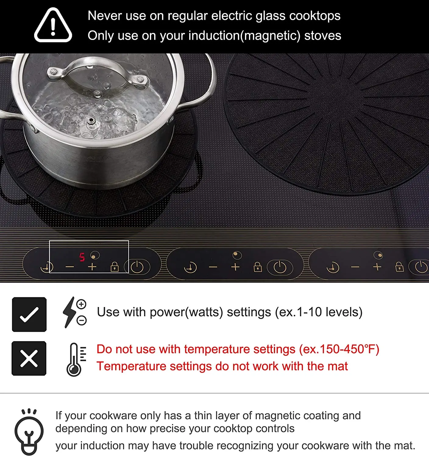 Induction Cooktop Mat Nonslip Induction Cook Top Pad Silicone Heat