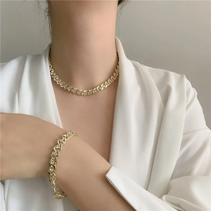 Link Chain Choker Necklace Bracelet 