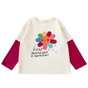 YOEHYAUL Custom Spring Cartoon Clothes Girls High Cotton Bottoming Shirt Wholesale Colorful Letter Long Sleeve Sweatshirt