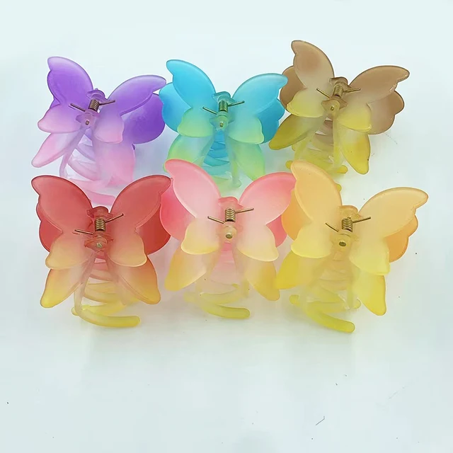 Acrylic Handmade Butterfly Hair Clamp Matte Gradient Color Claw Clip Elegant Temperament Sweet Cute Hair Claw
