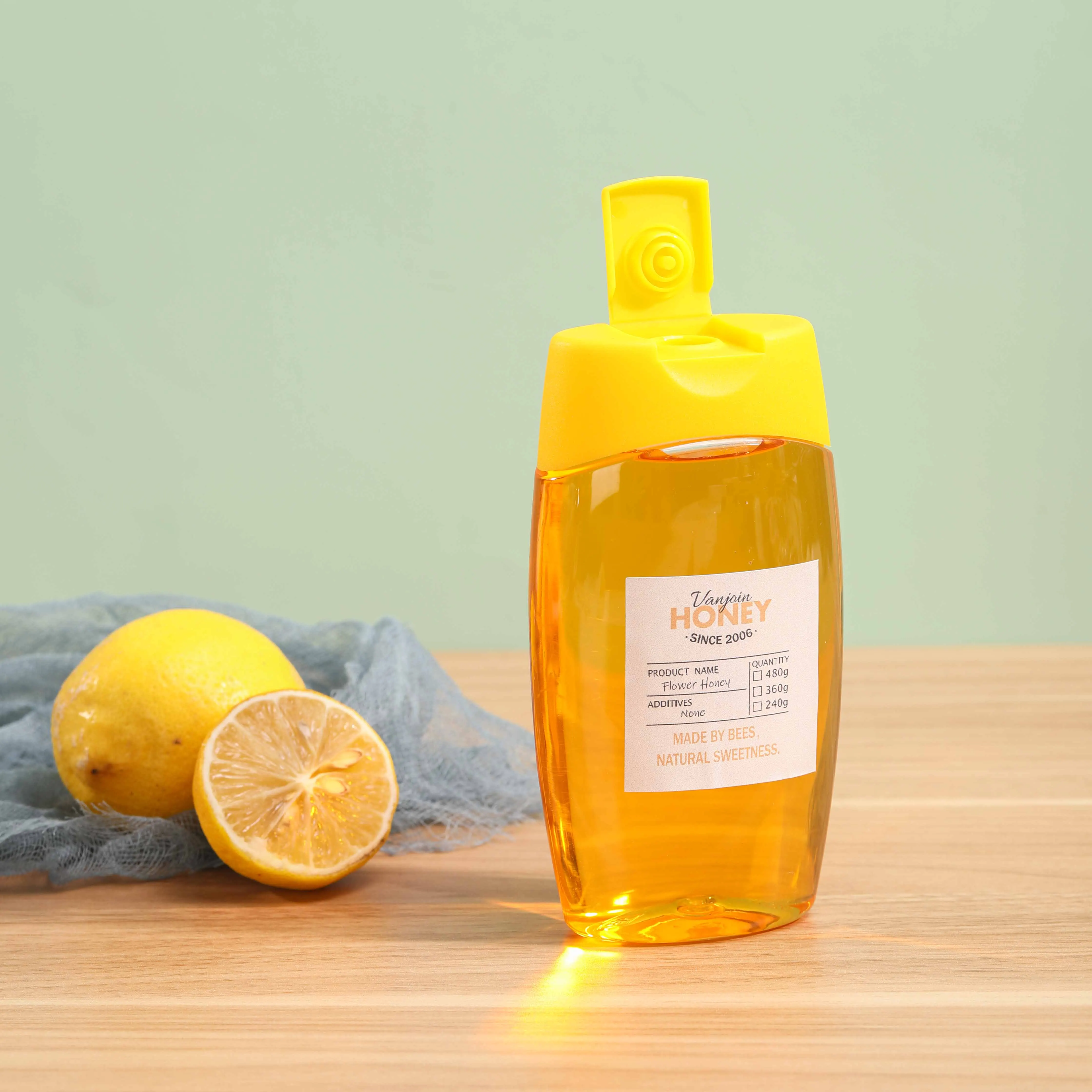 230ml Clear Plastic Honey Bottles,Refillable Food Grade Honey Container