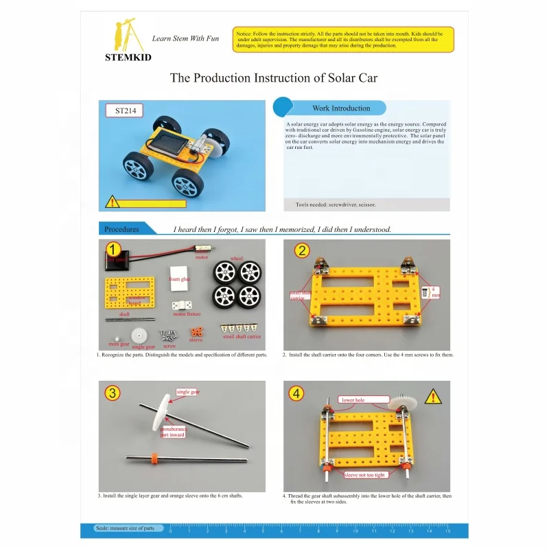 Kit Voiture Solaire éducatif DIY En Bois – à Assembler, Projet STEM école, énergie Solaire, 13 X 10 X 6 Cm