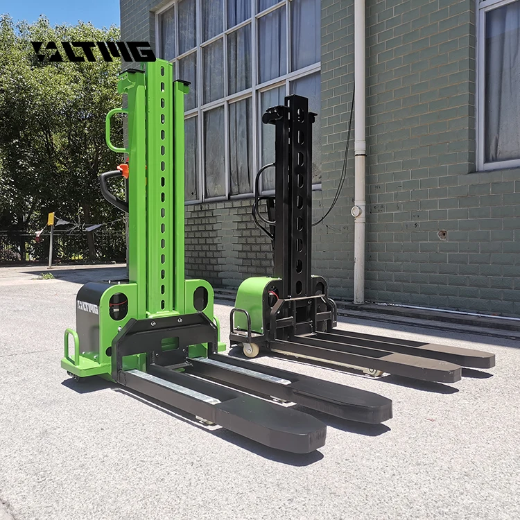 LTMG Portable Self Loading Stacker 500kg 700kg 1000kg Semi Electric Electric Pallet Truck 0.8-1.6m Lifting Height 48V/15AH