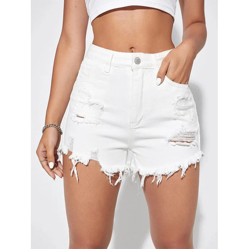 Ropa Sexy De Moda Para Mujer,Pantalones Vaqueros Cortos Rasgados Con  Dobladillo Sin Procesar,Vaqueros Blancos Para Mujer - Buy Con Cintura Alta Jeans  Pantalones Cortos De Las Mujeres,Sexy Denim Shorts Vaqueros Mujer,Cintura  Elástica