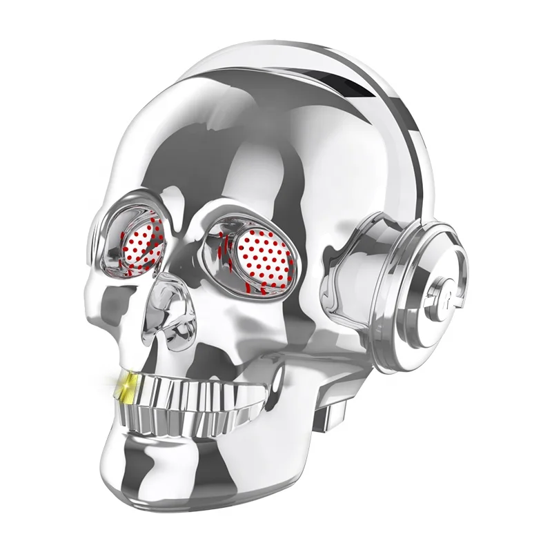 Portable Skull Head bluetooth Speaker  Colorful Lights Halloween Mobile Phone Bracket Audio Wireless Lucky Skull  Speaker