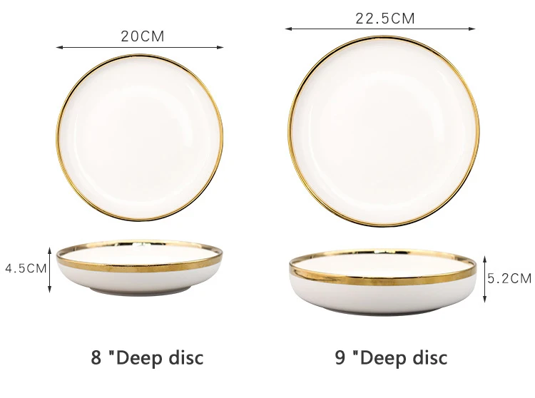 Luxury Nordic Style Gold Rim Crokery Fine Bone China Tableware Porcelain Ceramic dishes Plates Dinnerware Dinner Set factory