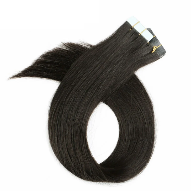 2025 wholesale natural raw straight human hair extensions double drawn tape ins hair extension  tape on remy human hair details