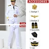 White coat+pants+cap+4 accessories