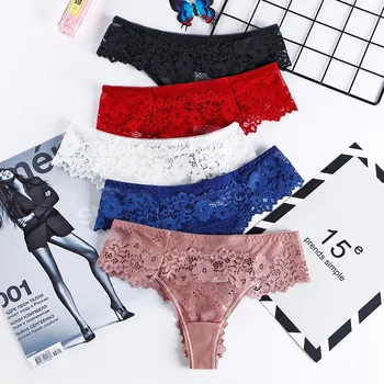 Women's Sexy Lace Panty Transparent T-back Female Underwear Thong Lace Panties For Ladies