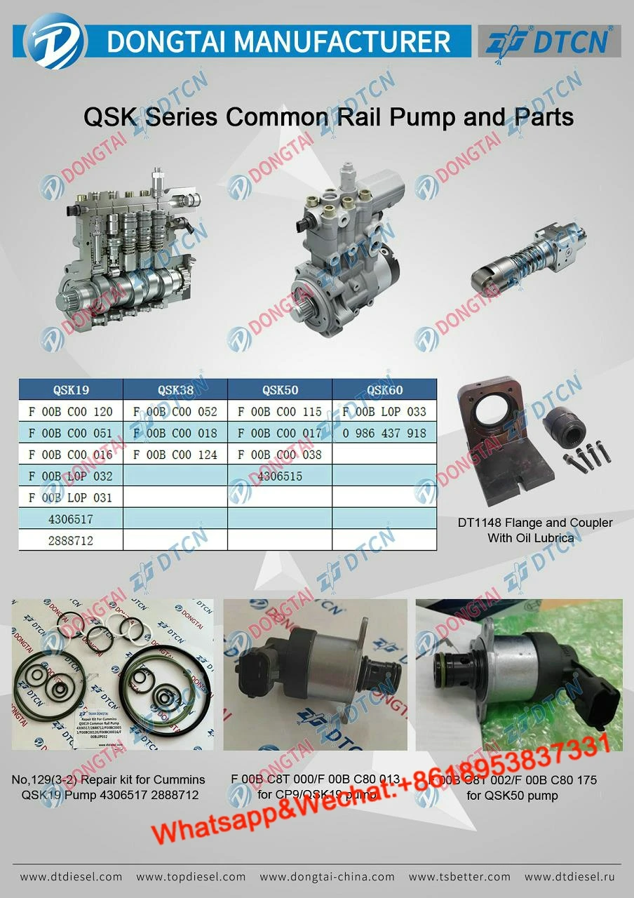 Repair Kit for QSK19 Common Rail Pump 4306517 F00BC00051 F00BC00120 F00BC00016 F00BL0P032 2888712