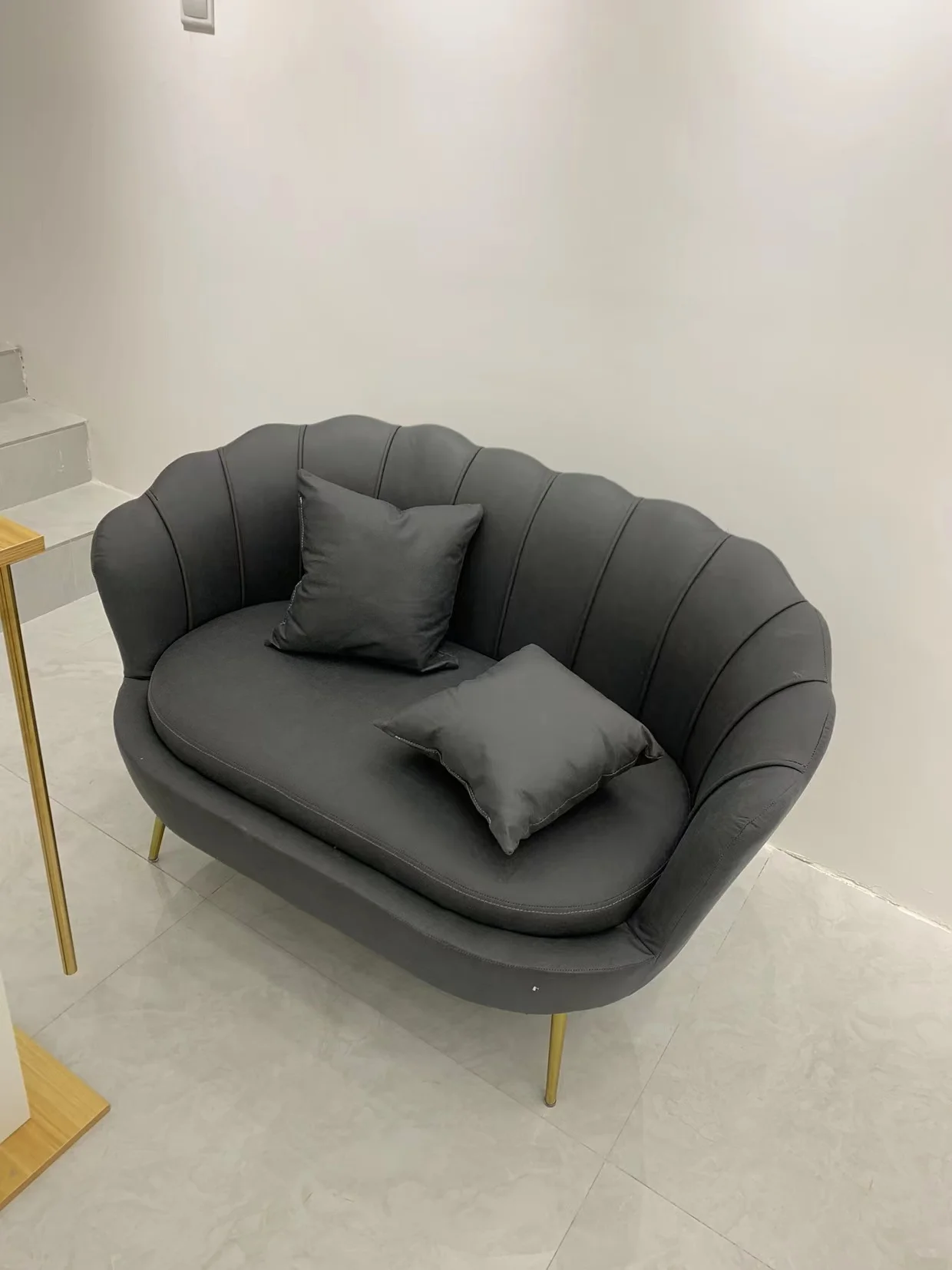 Best-Selling Two-Seater Luxury Living Room Furniture Novel Velvet Metal Leg Sofa Set Lazy Sectional Couch details