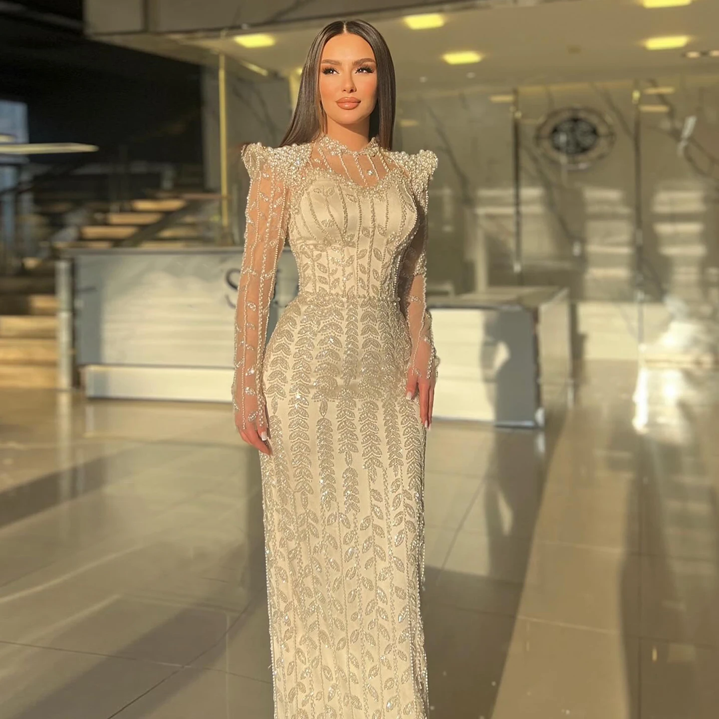 cream elegant dresses One Shoulder Satin Maxi Dress Beige Champagne | Formal Evening Gown for  Wedding Guest & Black Tie | Asymmetrical Neck Draped Bodycon main image 1