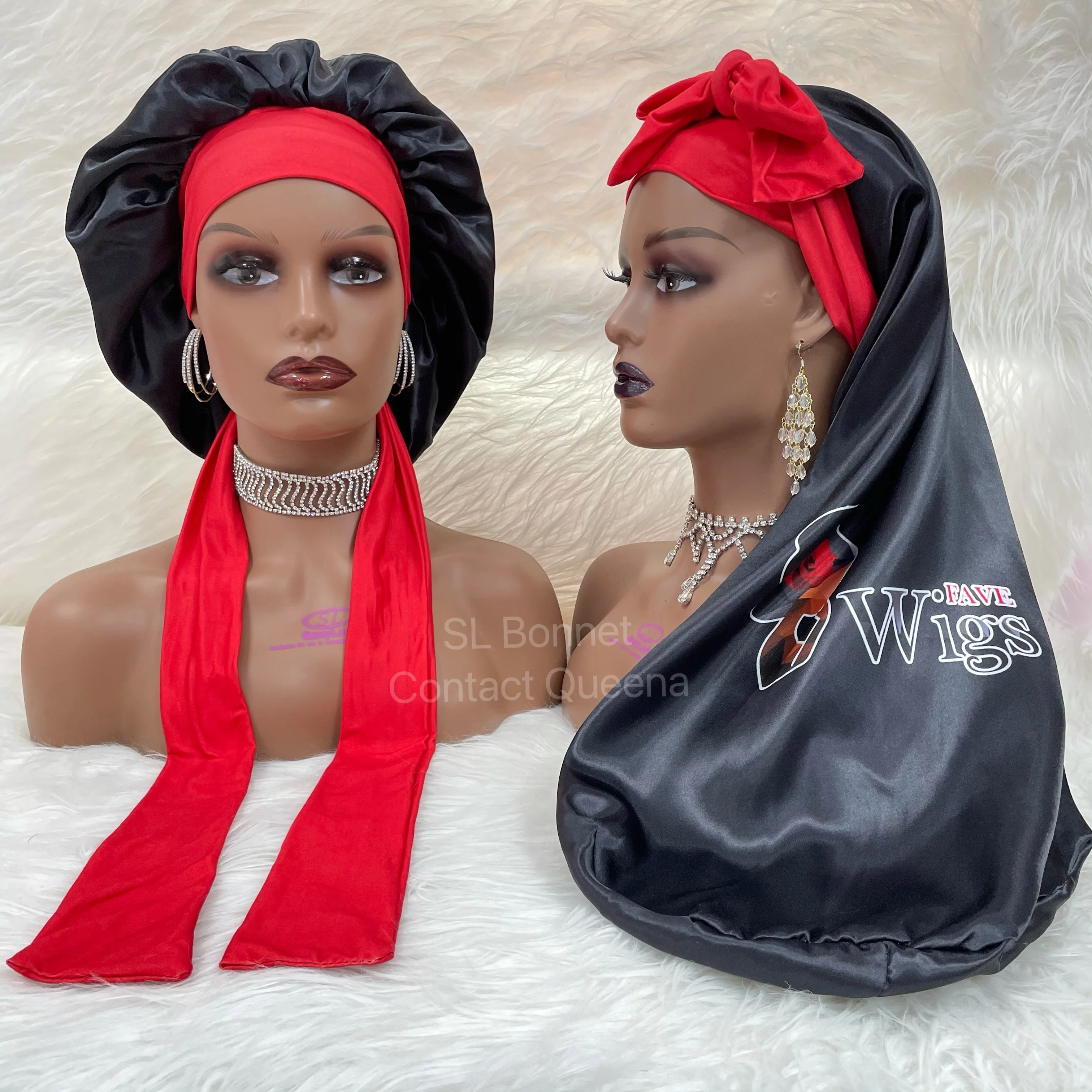 Fashion Long Hair Bonnets Sleeping Cap Women Custom Elastic Tie