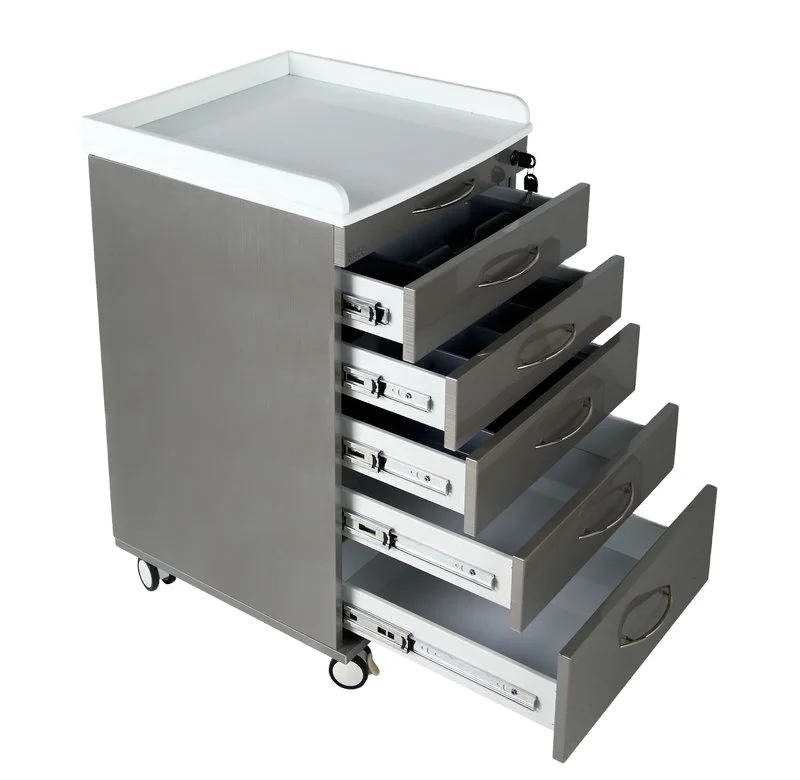 Stainless Steel Movable Convenient & Durable Marble Top Baffle Dental Clinic Cabinet