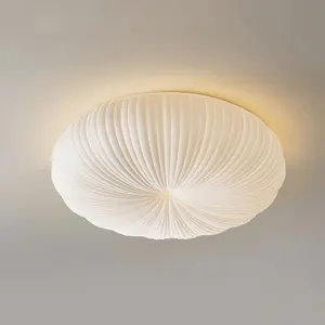 Nordic Cream Style LED Lamp Bedroom PE Cover Pumpkin Shape Round Ceiling Chandeliers Lights