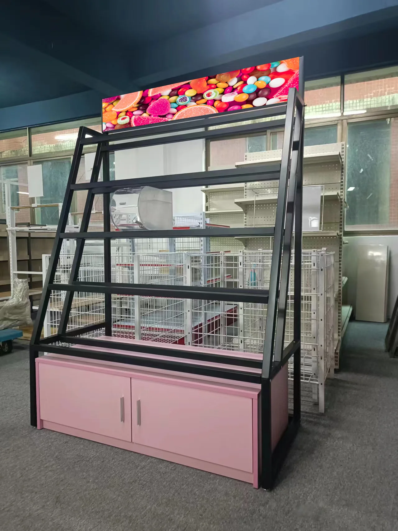 Large Candy Display Rack With Acrylic Bins Nuts Display Racks for Snack Store