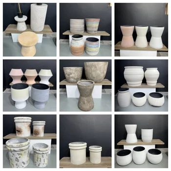 大きなグラスファイバー植木鉢ファイバーセメントプランター、ガーデン