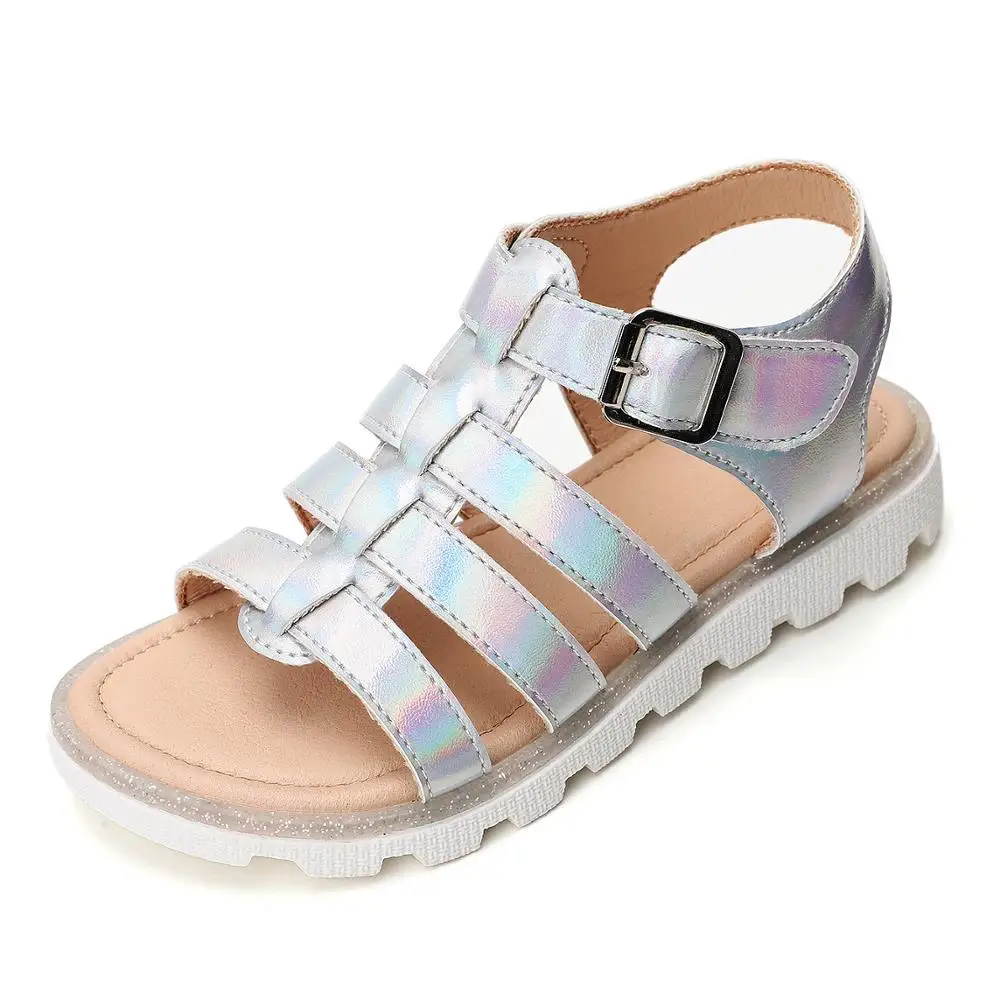 Girls' Sandals Roman Shoes Children's Day PU Big Kids(7years +) Little Kids(4-7ys)  Daily Festival Outdoor Chain Black Gold Silver Fall Summer 2024 - $34.99