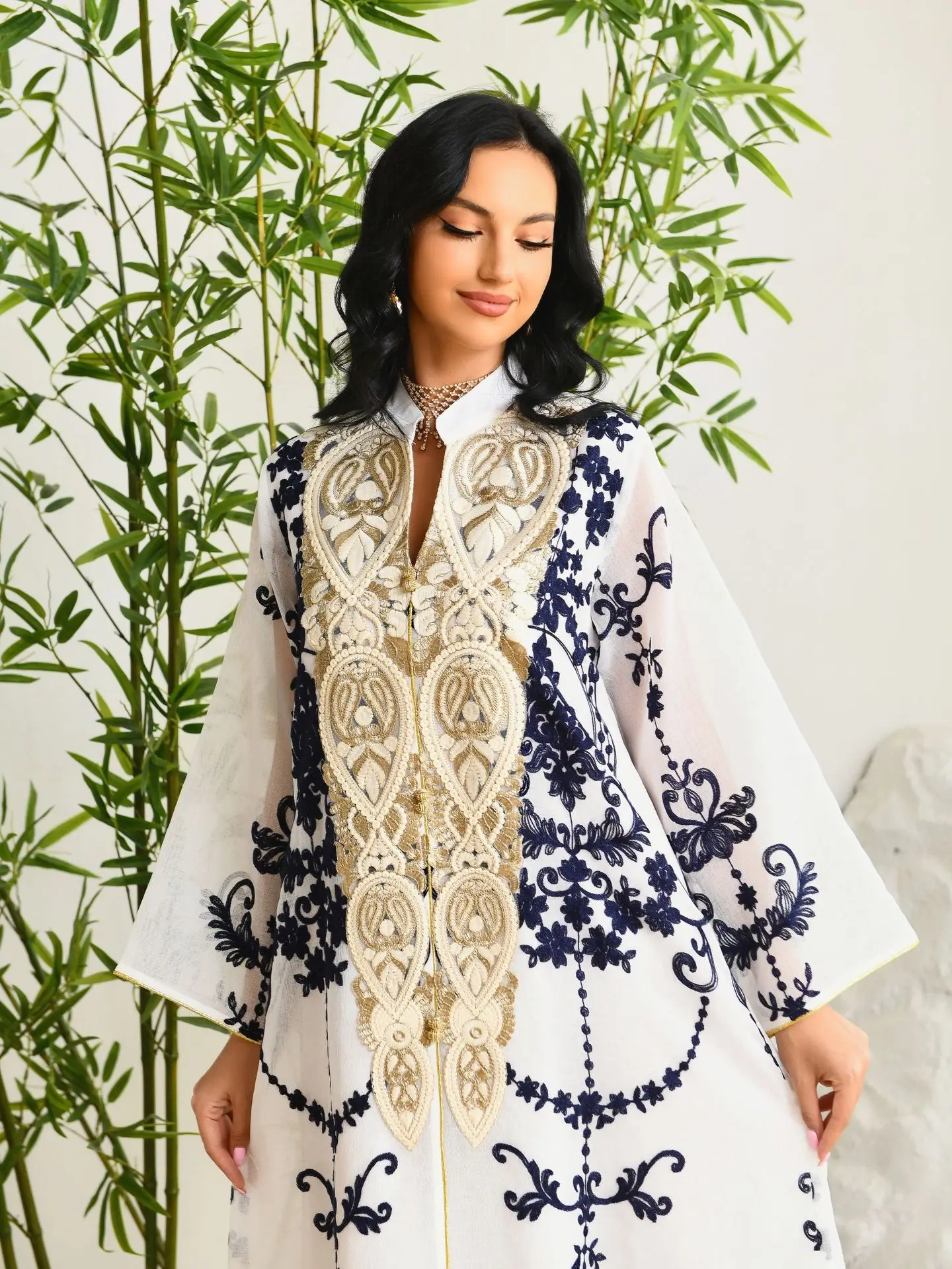 Middle East Arab Beautiful Girls Abaya Dress With Applique