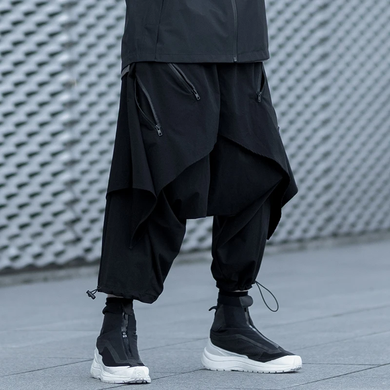 trendy black samurai style wide leg
