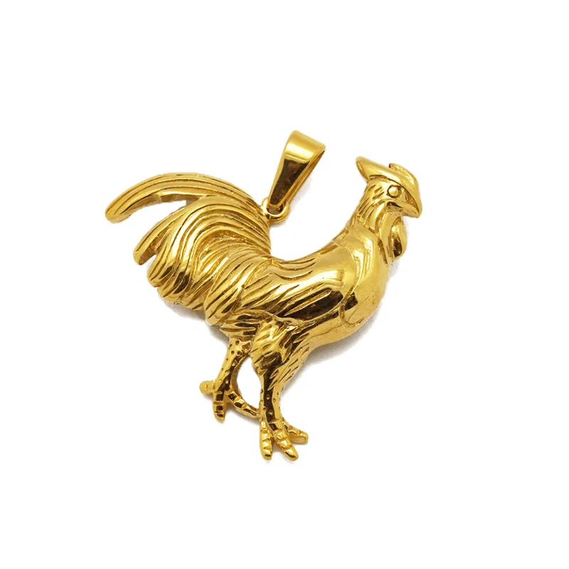 Collana Con Ciondolo Gallo In Acciaio Inox Placcato Oro 18k - Gioiello Animalier Per Donne E Ragazze, Regalo Amanti Animali - 3