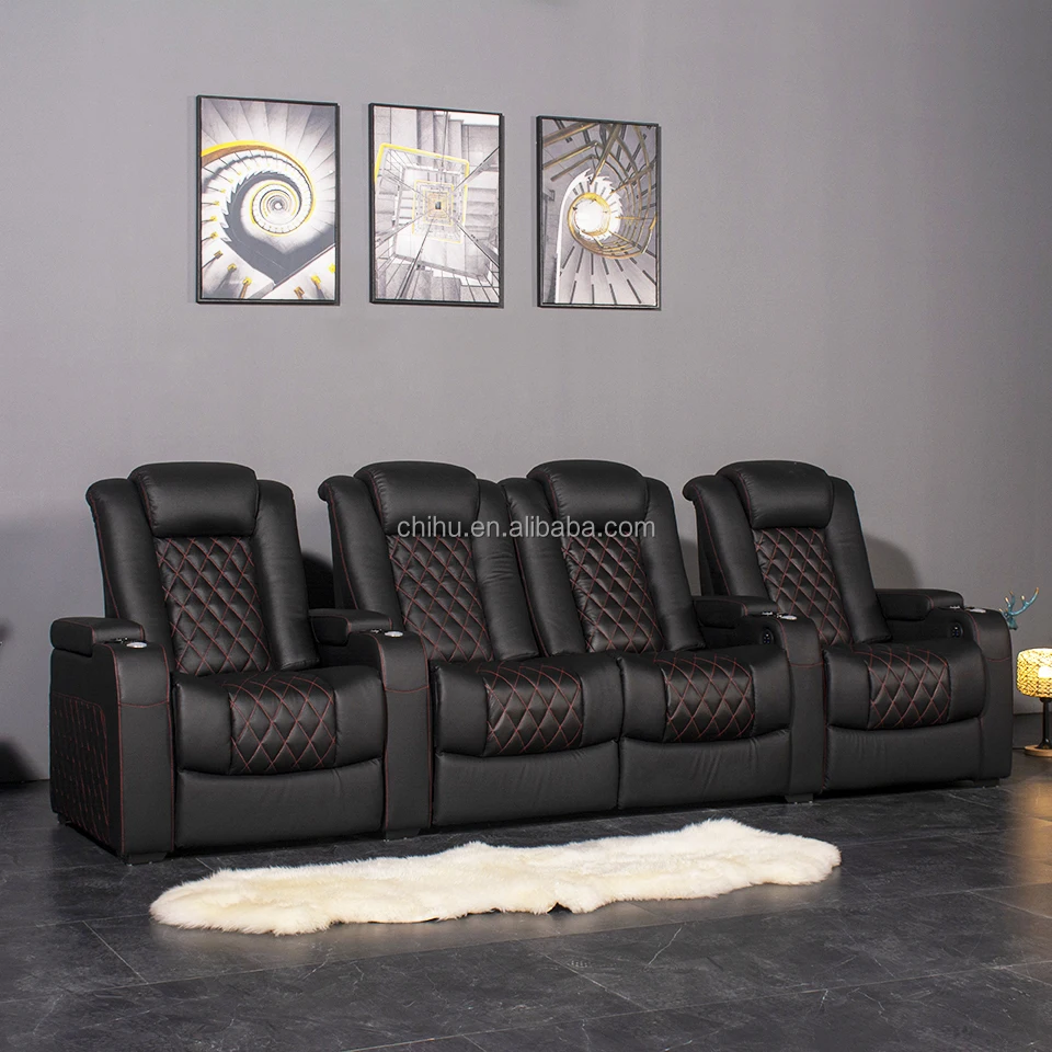 Recliner Chair Movie Home Theater Sofa Top Grain Real Recliner Cinema
