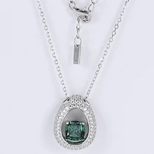 Carline Custom Luxury Design Rhodium Plated Fine Jewelry Fashion Green Zircon 925 Sterling Silver Charm Women's Necklace