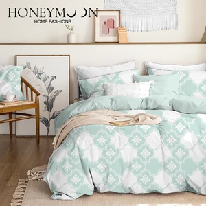 HONEYMOON Hot Sell Home Textile 3D Fashion Printed Bed Set Bedding Modern Soft Cotton Comforter Sets 3pcs for All Season