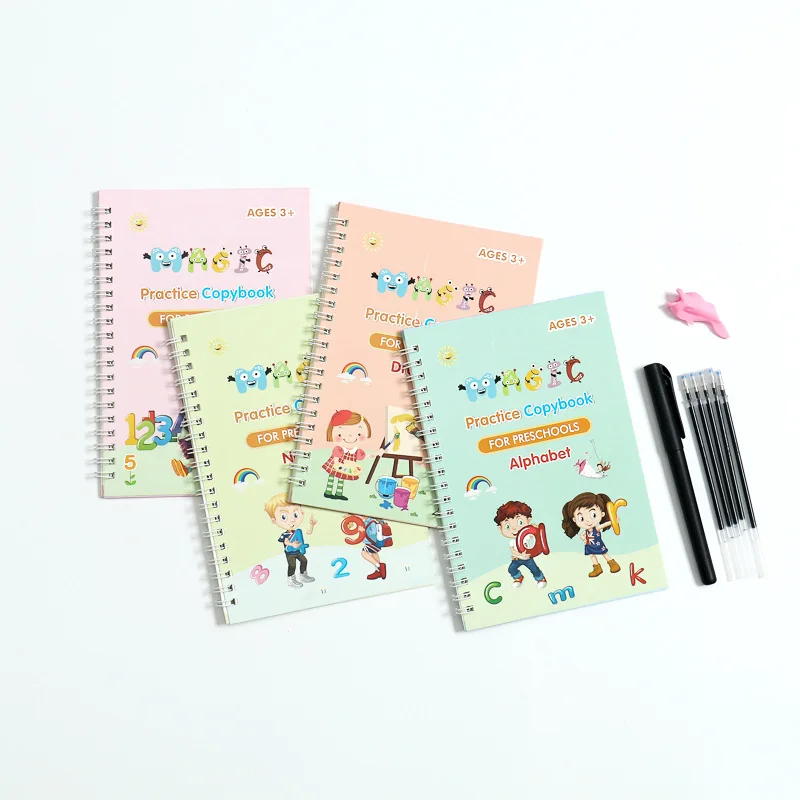CL853 Reusable Handwriting English Calligraphy Magic Copybook for Children 4pcs Set Magic Practice Copybook for Kids