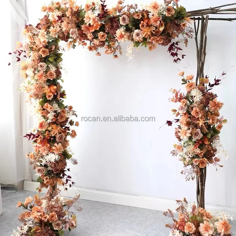 Terracotta Dusty Rust Orange Autumn Fall Wedding Flower Garland  Round Arch Wedding Swag for Circular ArchWedding Backdrop