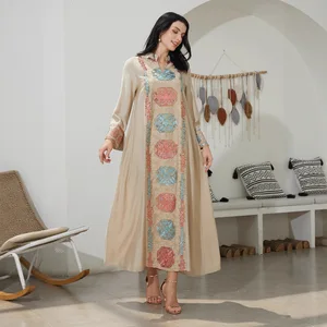 Wholesale Women's Clothing Middle East New Style Dress Muslim Robe Simple Sequin Loose Long Dress Elegant Women's Dress
