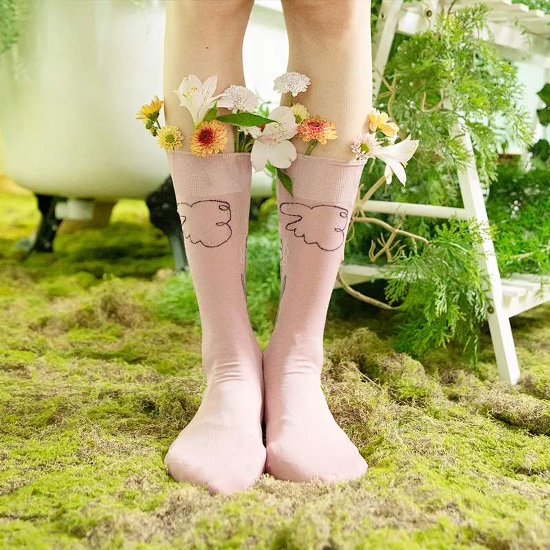 cute dress socks Cute Pink Dress Socks for Children Graffiti Pattern Silk Cotton Comfortable  and Breathable for Summer Casual Wear