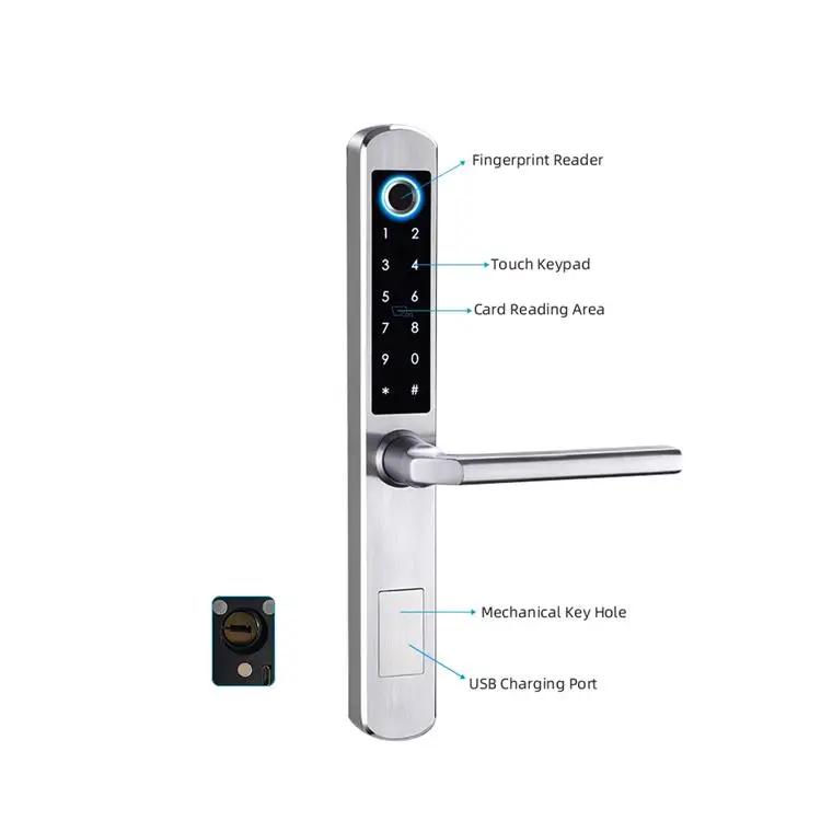 Volibel Waterproof Fingerprint Password Keyless Digital Tuya Wifi Ttlock Slim Smart Aluminum Door Lock