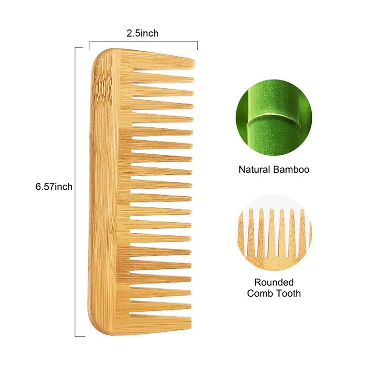 High Quality Ecofriendly Natural Bamboo Comb Wholesale Personal Label Wide Tooth Bamboo Wooden