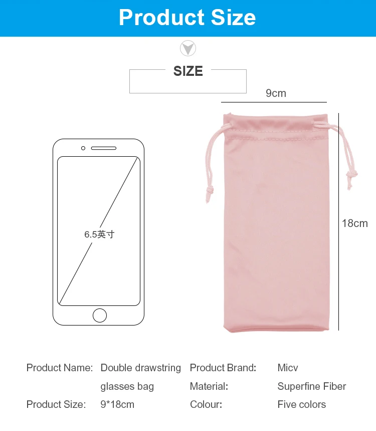 Wholesale Custom Microfiber Eyeglass Sunglasses Bag Pouch Soft Drawstring With More Colors Ready Goods supplier