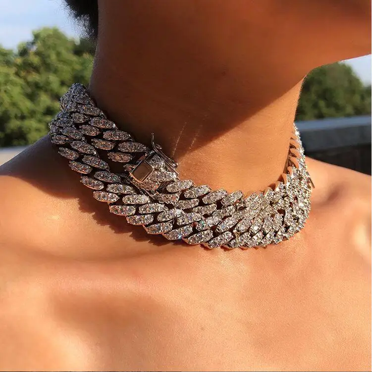 Iced Out 12mm Pink Cuban Chain with CZ Stones - Wholesale