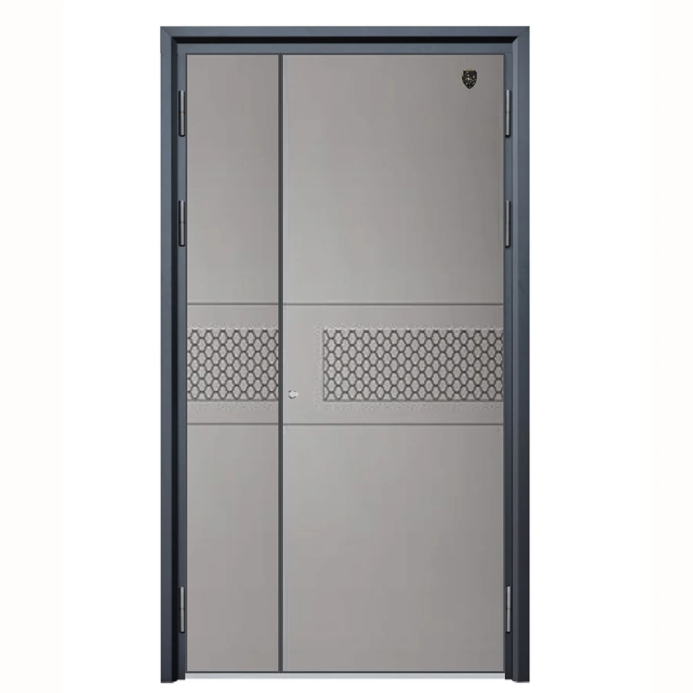 Foshan Security Steel Metal Door Aluminum French Doors For Houses Flat Exterior Entry Main Doors Modern Design
