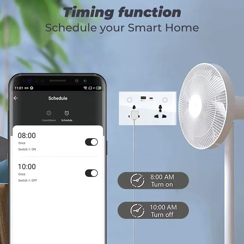 Smart Home Universal Wall Socket With USB Type-c Tuya 20A ZigBee Power Smart Socket Work With Alexa Google Home