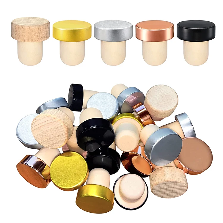 High Quality Bulk Wine Cork Stopper Wooden Wine Tstoppers Polymer
