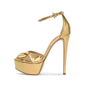 Women Stylish Platform High Heels Sandals Peep Toe Line-Style Buckle Stilettos Heels Sexy Party Ankle Strap Ladies Summer Shoes