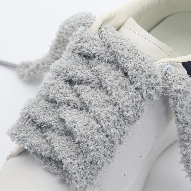 Lacci Scarpe Fluffy 15mm - In Cotone, Stile Campus Anni 00 - Colorati, Per Sneakers Oversize - 100/120/140 Cm - Foto 2