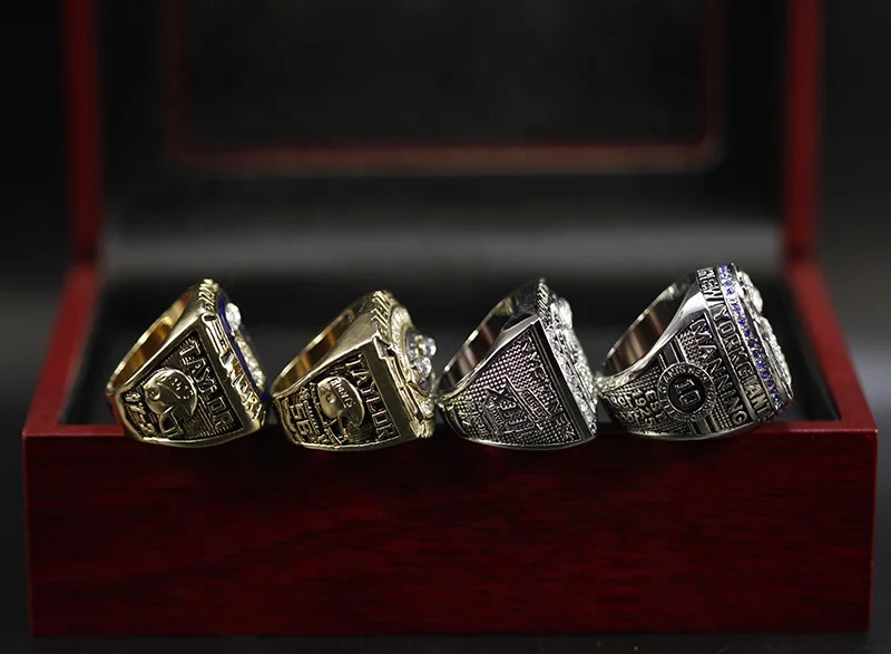 Hot Selling 1986 1990 2007 2011 Nfl Football New York Giants Championship  Ring Set With Packing Wooden Display Box Set