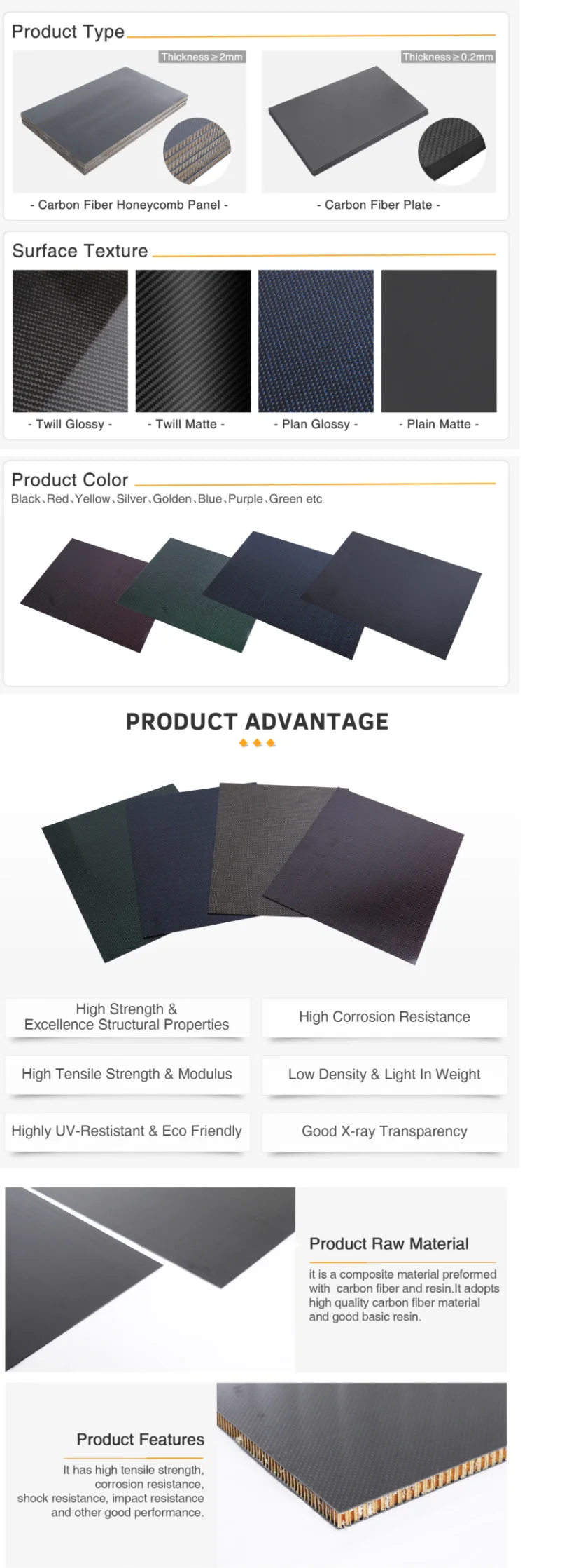 Carbon Fiber Sandwich Panel/plate With Nomex/foam/pp/aluminum