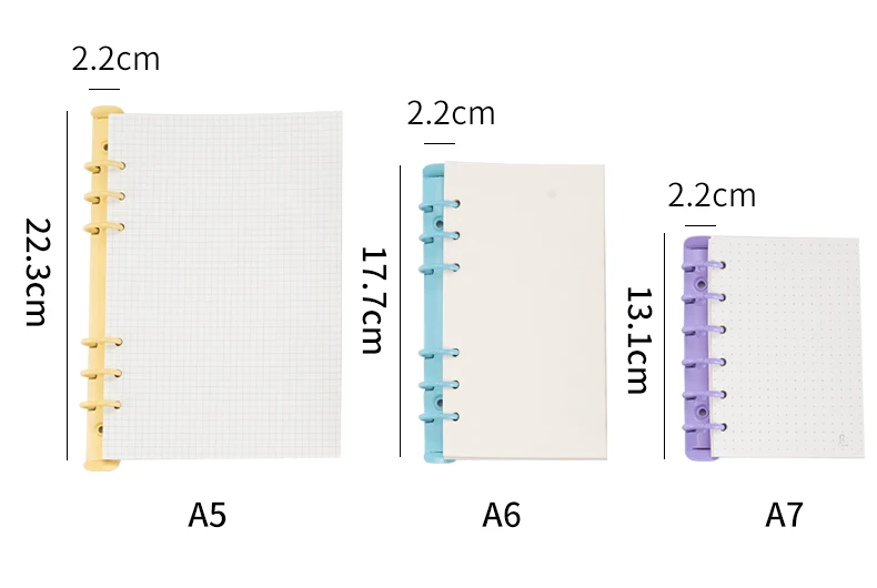 A8 Mini 3 Ring Binder Mechanism Yellow Pink White Macaron Color Metal Binder Ring Mechanism A6