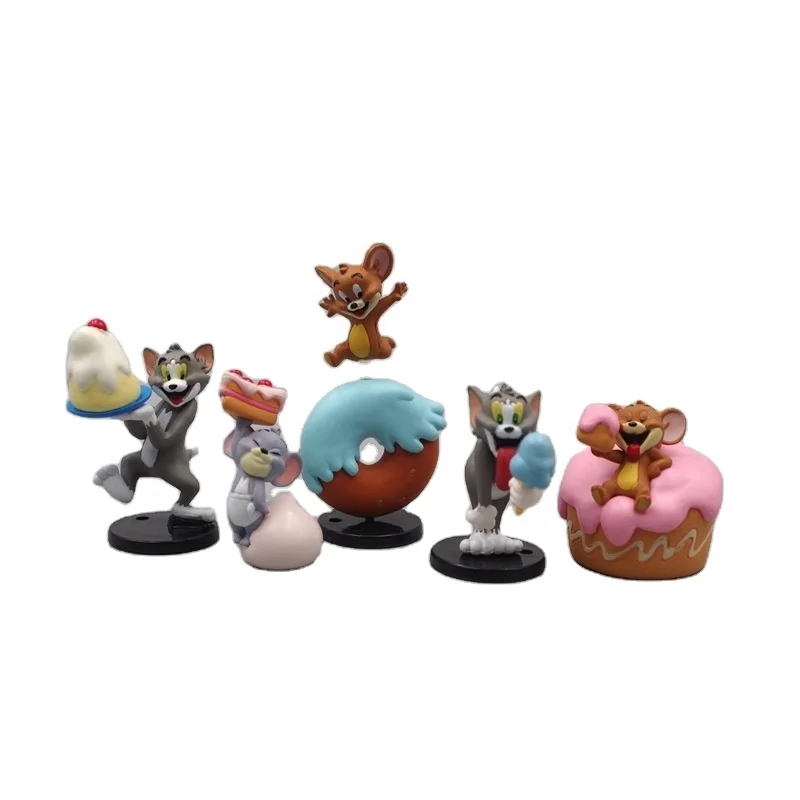 Tom and Jerry Cat And Mouse 5 PCS Cartoon Action Figure Cake Topper Kid Doll Toy 