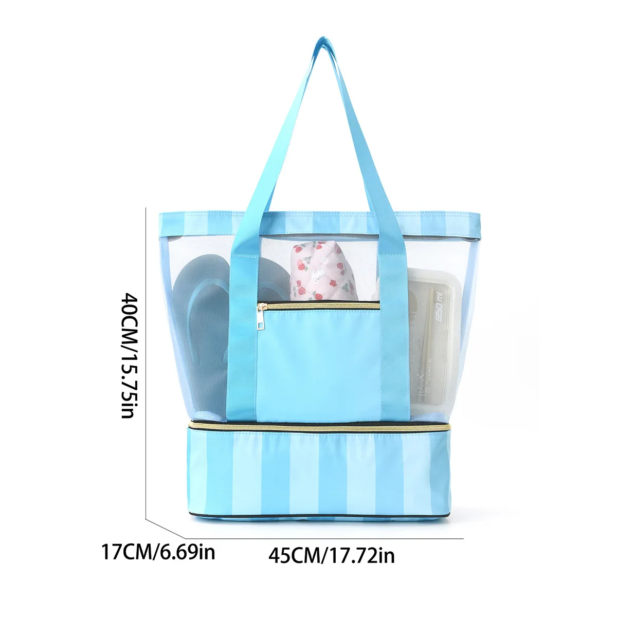 Přenosná dvouvrstvá velkokapacitní plážová kabelka ruční cestovní skladovací pláštěnka z voděodolného polyesteru pro nákupy