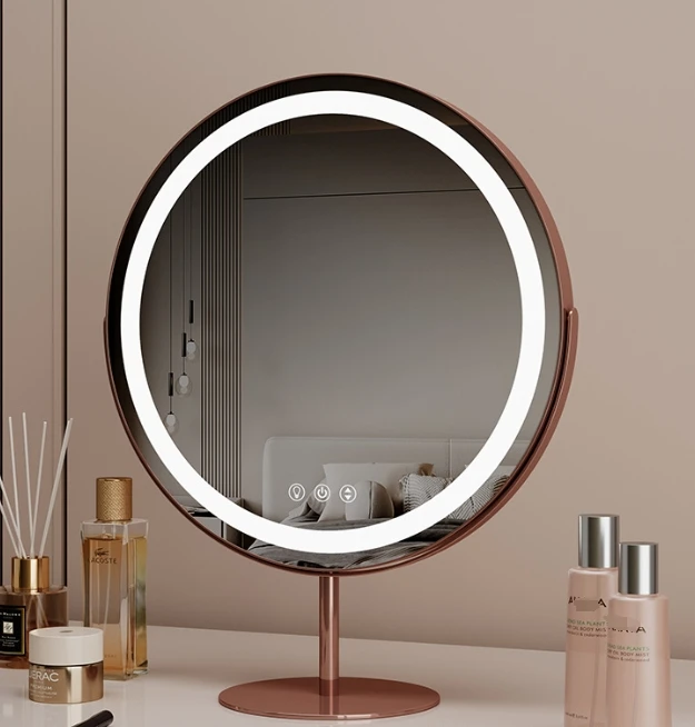 LED Makeup Mirror with Smart Touch Buttons USB Charging Interface and PVC Backboard for Personal Beauty 0