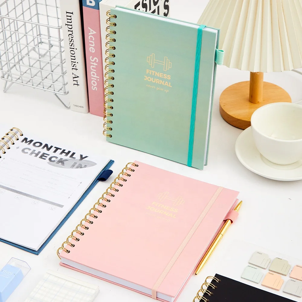 LION Quality Fashionable Spiral Diary Fitness Workout Wellness Journal Planner Notebook